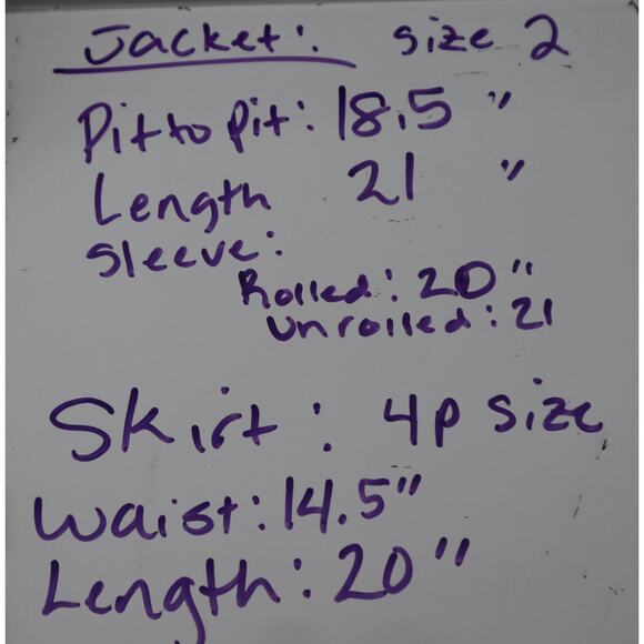 Talbots LINEN Gray Metallic Skirt Suit Mini Pleated 3/4 Sleeves Womens 2 4P work - Picture 6 of 8